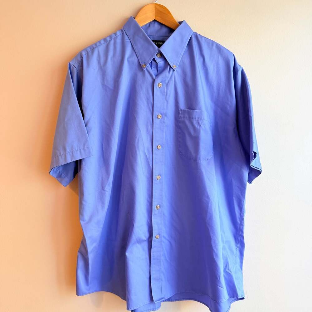 Lands' End Men's XL Blue Short Sleeve Button Down Pinpoint Oxford Dress Shirt